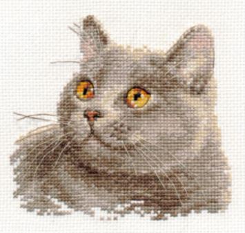 "British Cat" - embroidery kit /Alice/ 12 x 11 cm