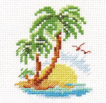 "Palm Island" - embroidery kit /Alice/ 6 x 8 cm