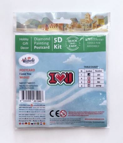 Wizardi diamond embroidery - greeting card "Make a wish" - 14 x 14 cm
