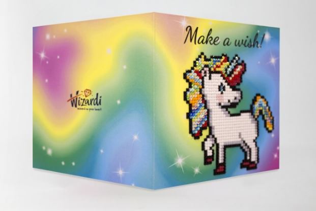 Wizardi diamond embroidery - greeting card "Make a wish" - 14 x 14 cm