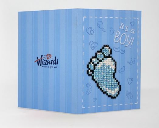 Wizardi diamond embroidery - greeting card "Boy!" - 10 x 14 cm