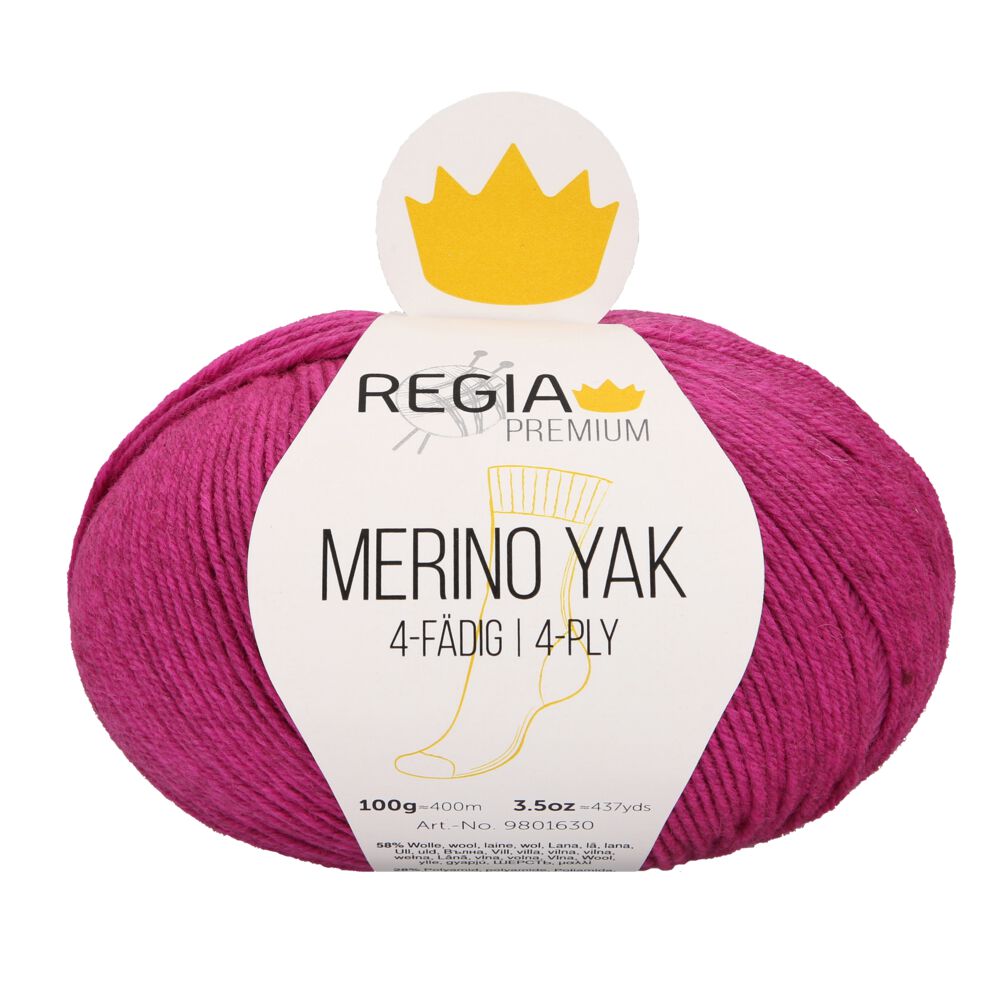 Regia Premium 4-diegu Merino Yak 100g #07524 "Rozā merģelis"