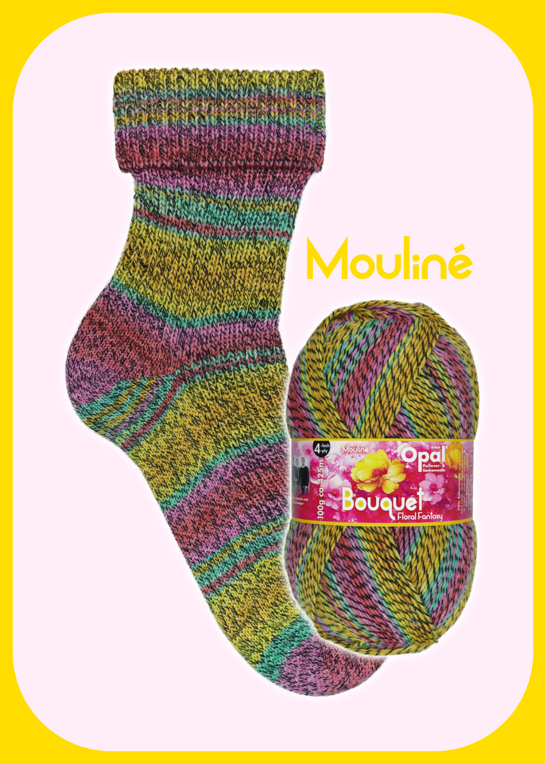 OPAL 4-dieguBOUQUET MOULINE 100g #11683 "Ziedu fantāzija" IEROBEŽOTS IZLAIDUMS!