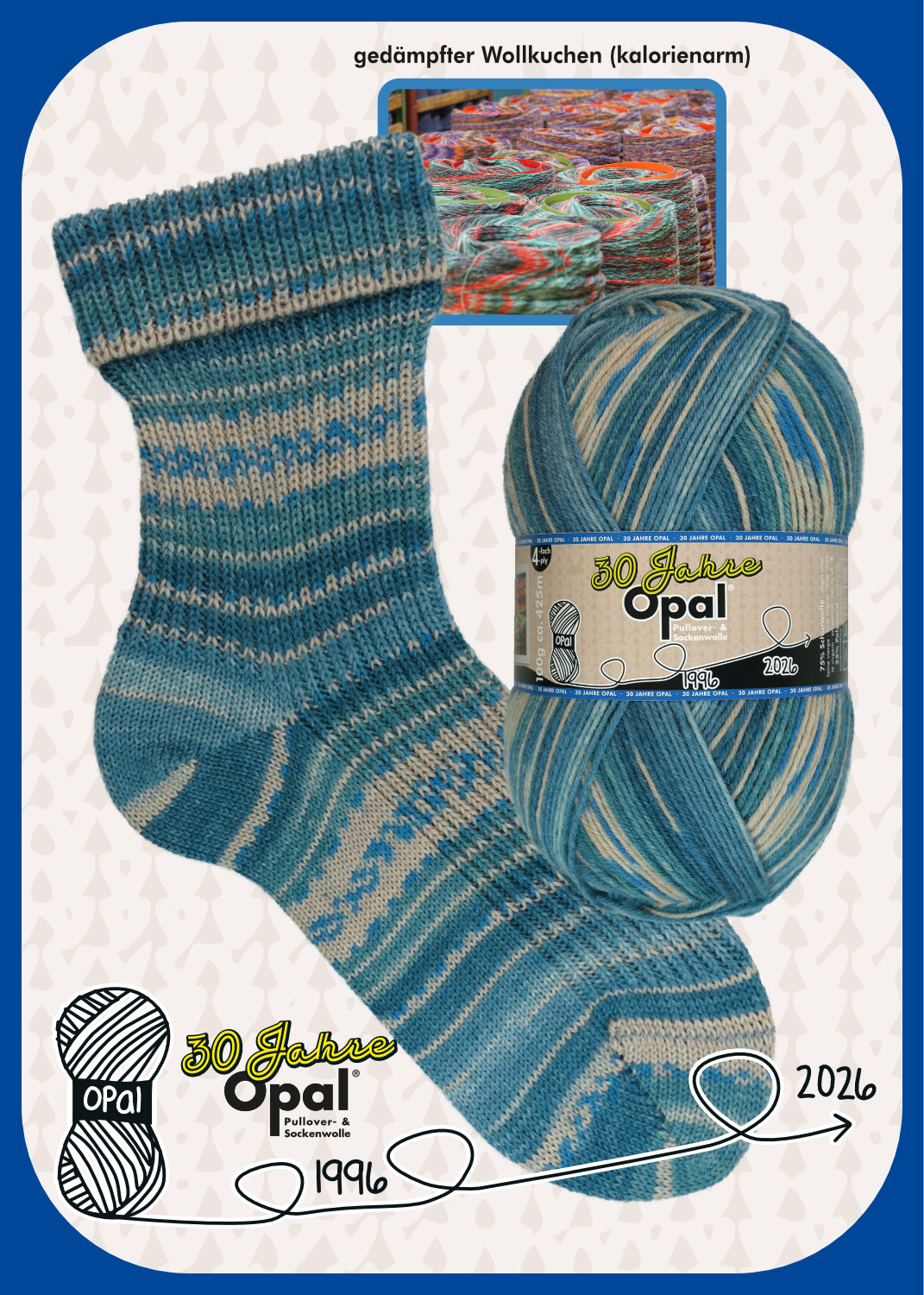 OPAL 4-diegu 30 GADU JUBILEJAS IZLAIDUMS 100g #11744 "Tvaicēta vilnas kūka (ar zemu kaloriju saturu)" IEROBEŽOTS IZLAIDUMS!