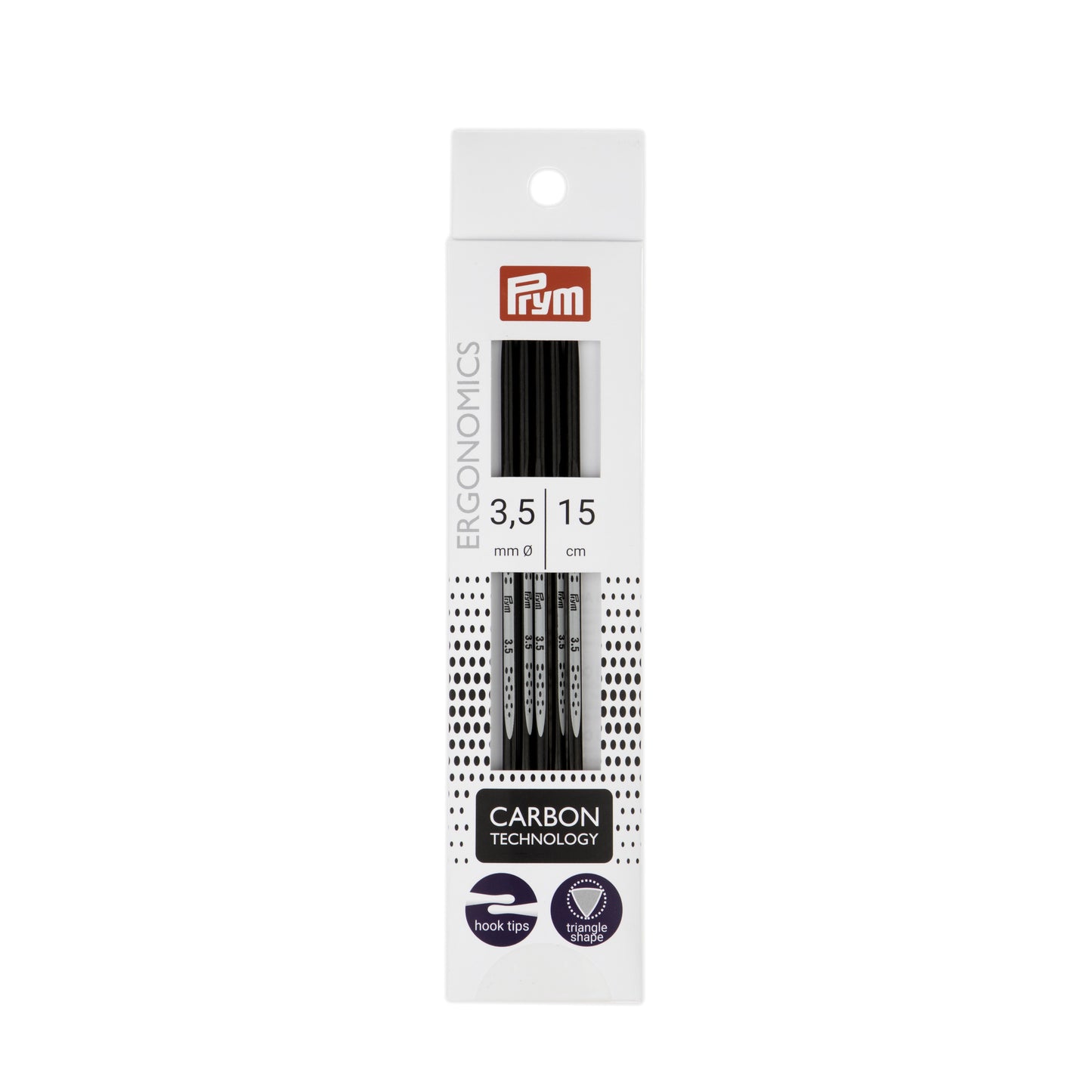 Prym Ergonomics Carbon Technology zeķu adatas Ø3.5 mm ||15 cm/5gab