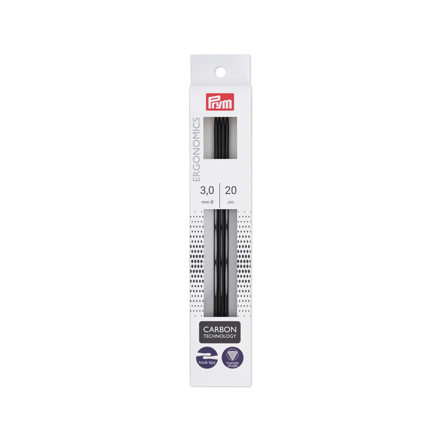 Ergonomic carbon sock needles / Prym/ Ø3.00 mm ||20 cm/5pcs