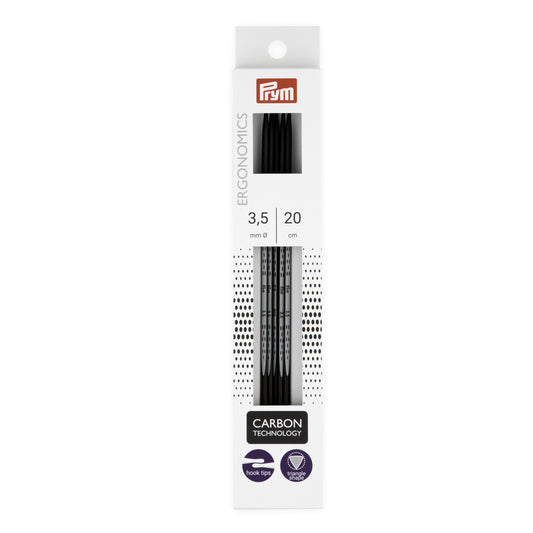 Prym Ergonomics Carbon Technology sock needles Ø3.5 mm ||20 cm/5 pcs