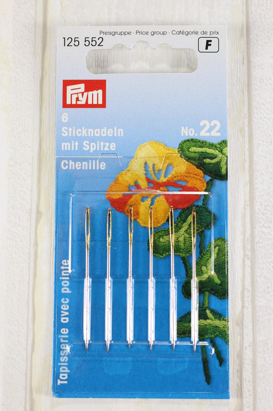 Needles with a sharp tip for embroidery and sewing 6 pieces No. 22