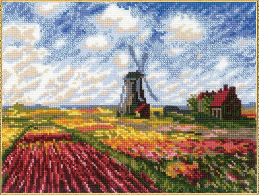 "Tulip Fields" after Claude Monet's painting - embroidery kit /RIOLIS/ 33 x 25 cm