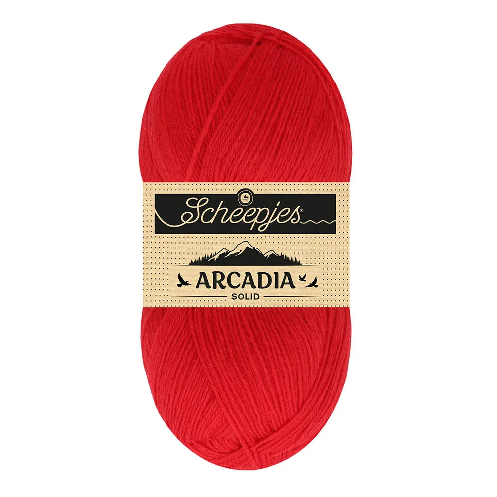 Arcadia Solid /Scheepjes/ 4-diegu zeķu dzija 100g #808 "Sarkanā Pludmale"