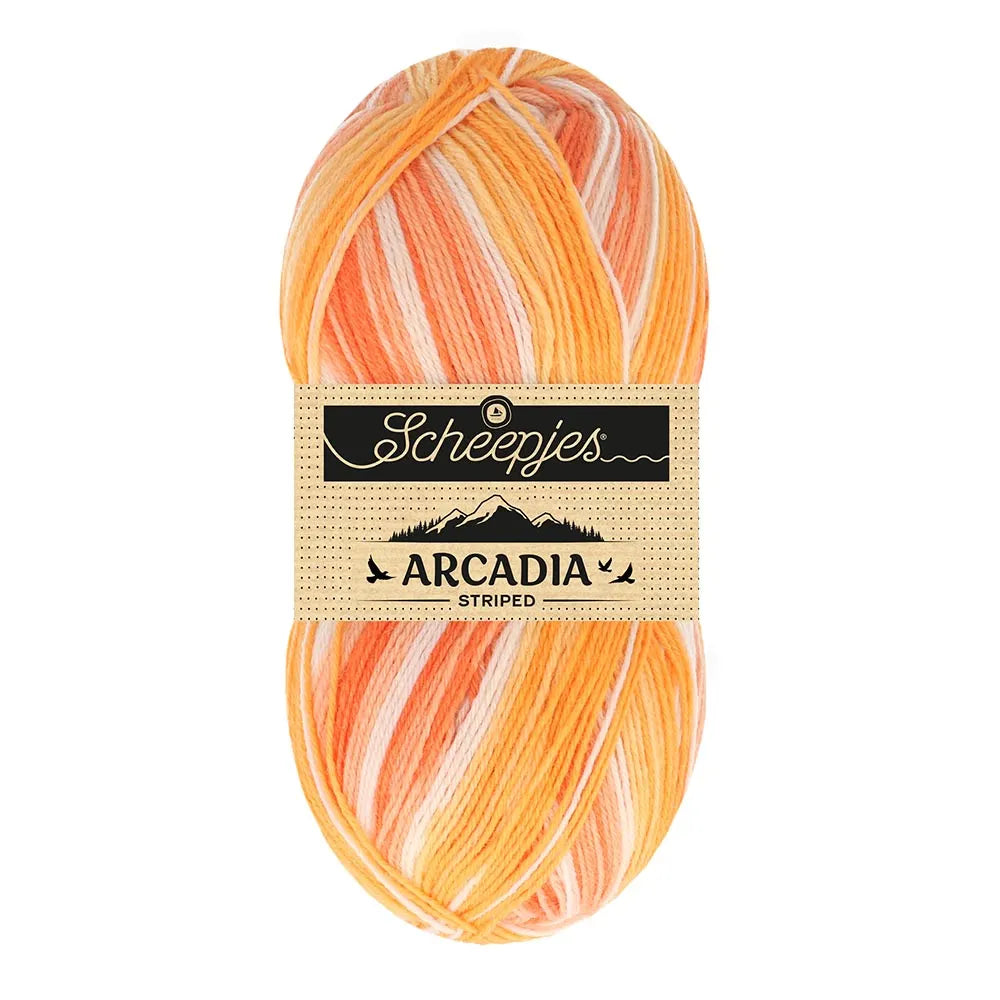 Arcadia Striped /Scheepjes/ 4-diegu zeķu dzija 100g #912 "Saules sprādziens"