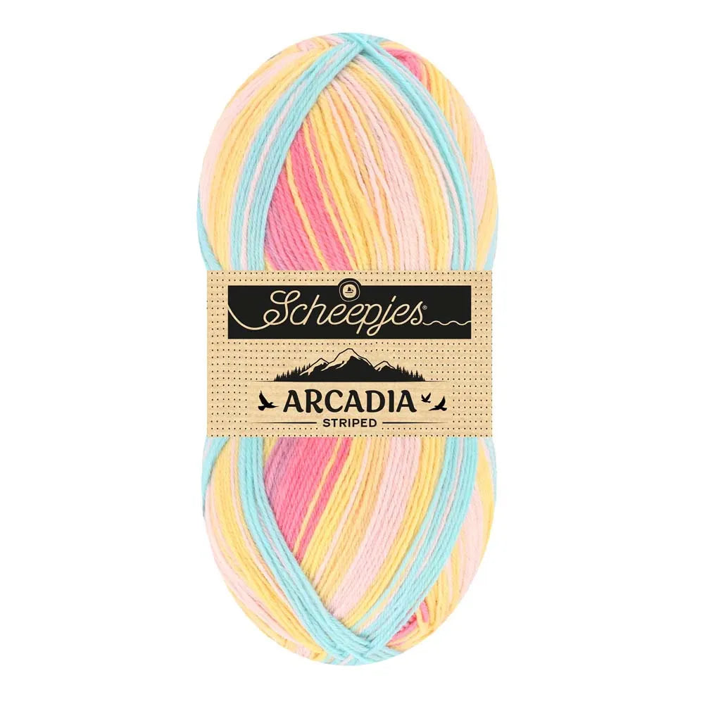 Arcadia Striped /Scheepjes/ 4-diegu zeķu dzija 100g #916 "Savvaļas puķe"