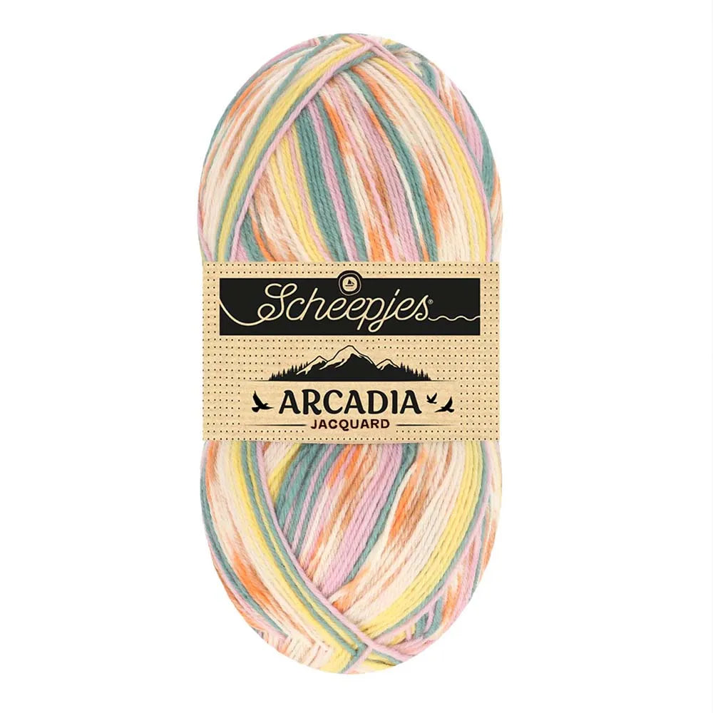 Arcadia Jacquard /Scheepjes/ 4-diegu zeķu dzija 100g #1001 "Dadžu Pūkas"