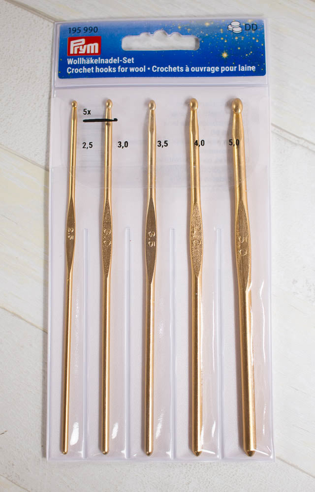 5 Crochet hook set "New Gold" /Prym/ Ø 2.5 - 5.00 mm