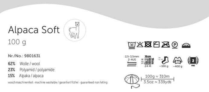 Regia Premium 4-diegu Alpaca Soft 100g #00069 "Degviela"