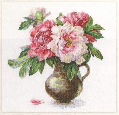 "Blooming Garden. Peonies" - embroidery kit /Alice/ 25 x 26 cm