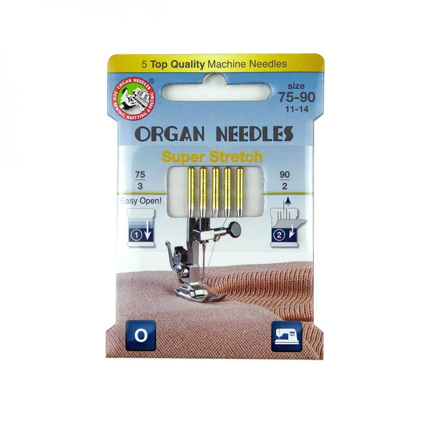 Adatas šujmašīnai Super Strech /ORGAN NEEDLES/ 5 gab. 75-90