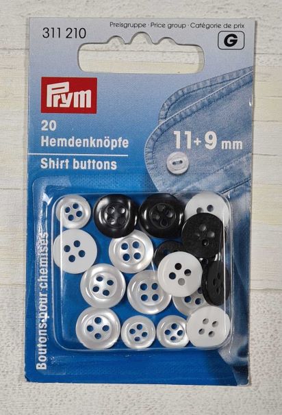 Shirt Buttons Ø11+9 mm - White - 20 pcs
