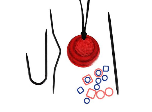 Neck magnet with knitting needles and markers "Cherry Berry" /KnitPro