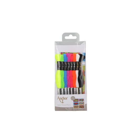 Anchor NEON embroidery floss set - 8 pcs. + 6 patterns