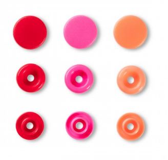 Plastic snap buttons - Round - pink/red/orange - Ø12.4 mm - 30 pcs /Prym Love