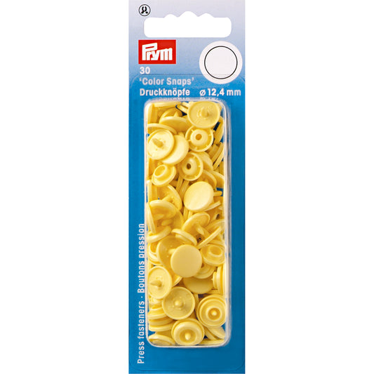 Plastic snap buttons - Round - Banana yellow - Ø12.4 mm - 30 pcs