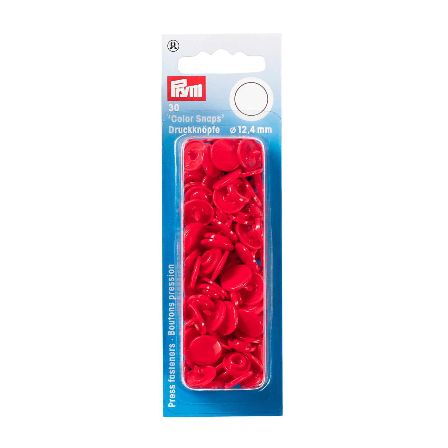Plastic snap buttons - Round - Red - Ø12.4 mm - 30 pcs