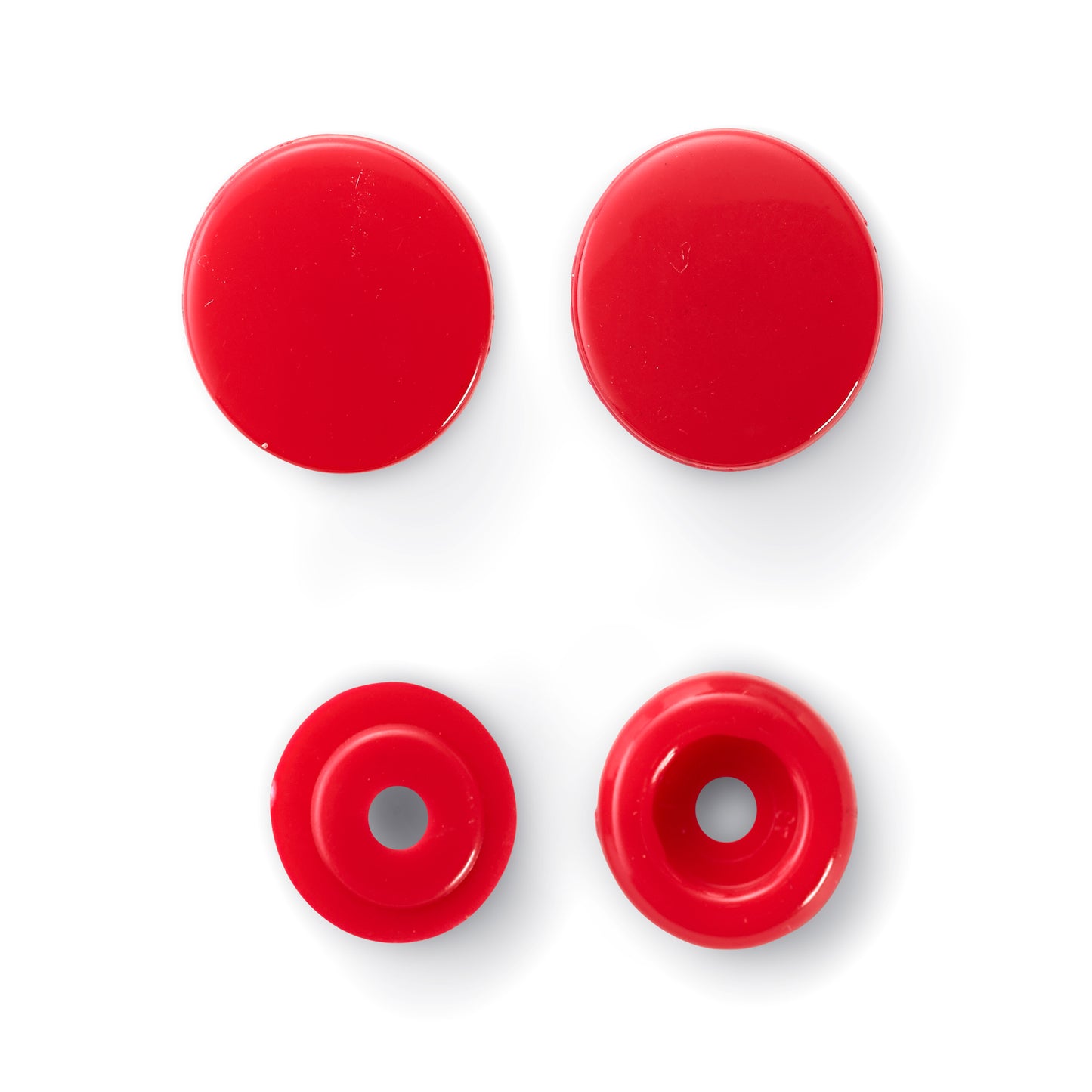 Plastic snap buttons - Round - Red - Ø12.4 mm - 30 pcs