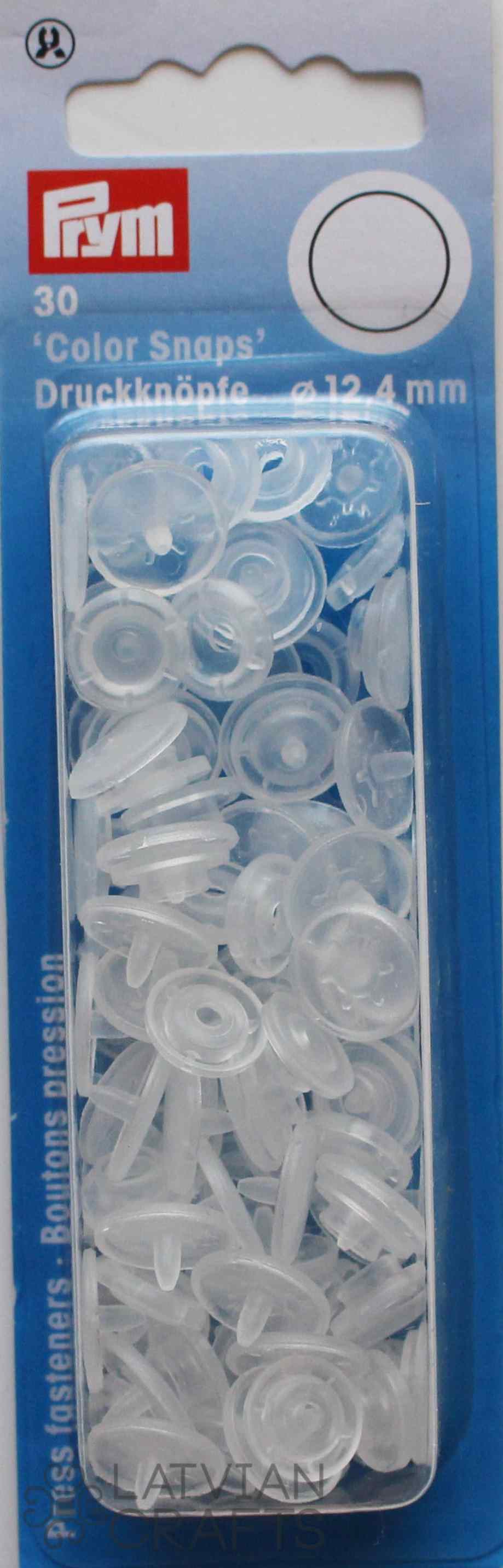 Plastic snap buttons - round - transparent-matte - Ø12.4 mm - 30 pcs.