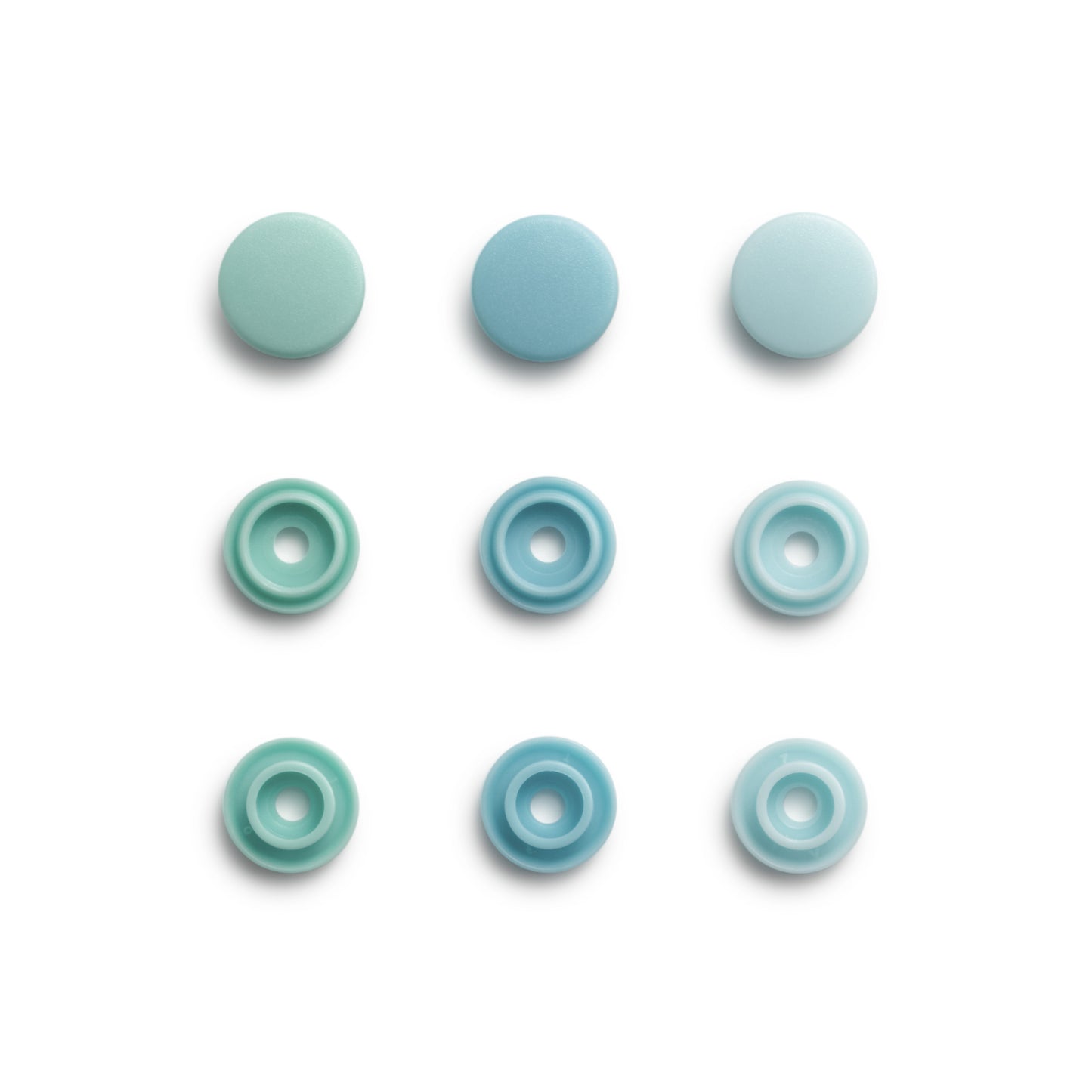 Plastic snaps Color Snaps Mini - menthol shades - Ø9 mm - 36 pcs /Prym Love
