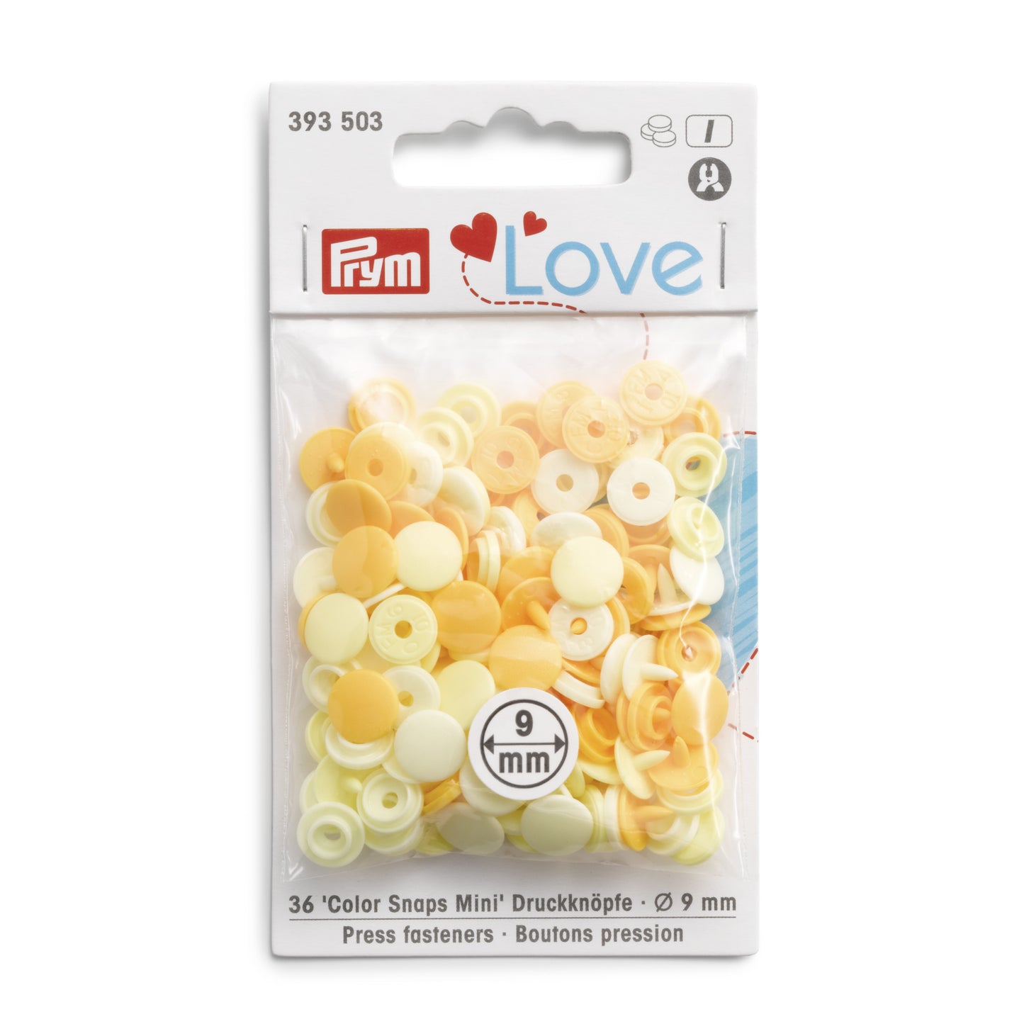 Plastmasas spiedpogas Color Snaps Mini - gaiši dzeltenās nokrāsās - Ø9 mm - 36 gab /Prym Love