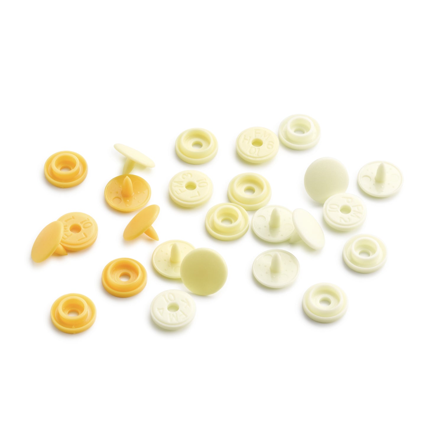 Plastic snap buttons Color Snaps Mini - light yellow shades - Ø9 mm - 36 pcs /Prym Love