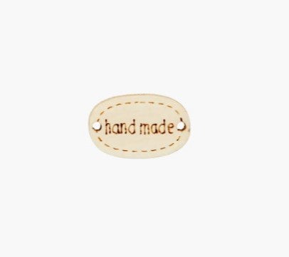 Tags for handicrafts "Handmade" /Prym/ #0016 brown, wooden, Ø20mm