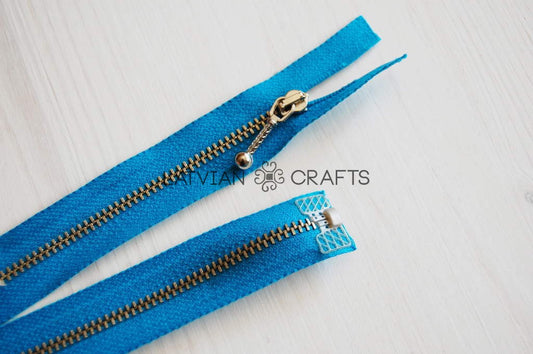 Metal zipper /34 cm/ blue - Found in stock!
