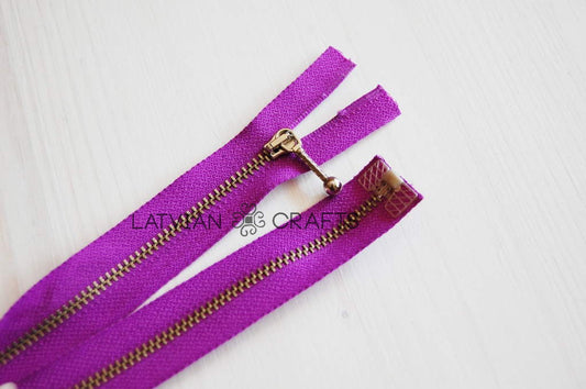 Metal zipper /34 cm/ purple - Found in stock!