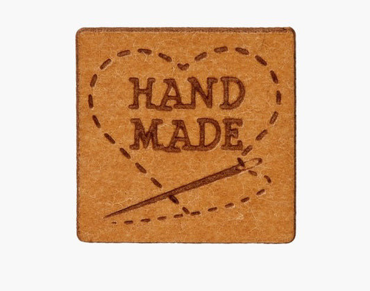 Tags for crafts "Made by hand" /Prym/ #0182 brown, paper, 2.2cm x 2.1cm