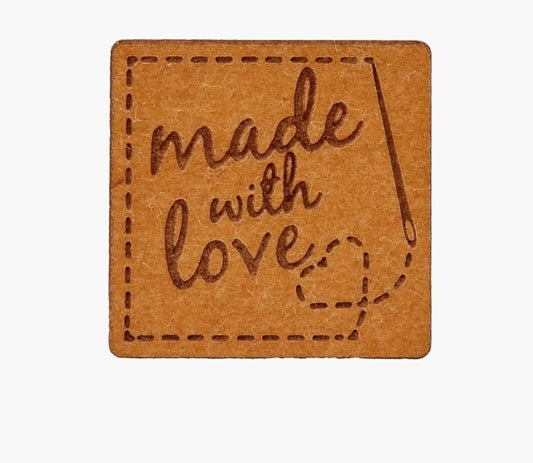 Tags for crafts "Made with love" /Prym/ #0181 brown, paper, 2.2cm x 2.1cm
