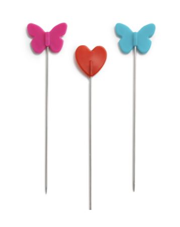 Flat head push pins (~50 pcs.) 50x0.60mm - hearts and butterflies