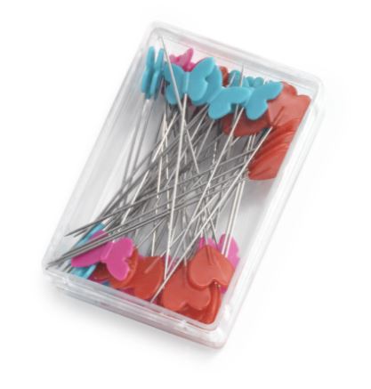 Flat head push pins (~50 pcs.) 50x0.60mm - hearts and butterflies