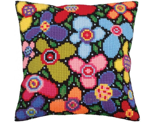 Pillow "Flower meadow" - embroidery kit /Collection d' Art/ 40x40 cm