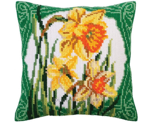 Pillow "Daffodils" - embroidery kit /Collection d' Art/ 40x40 cm