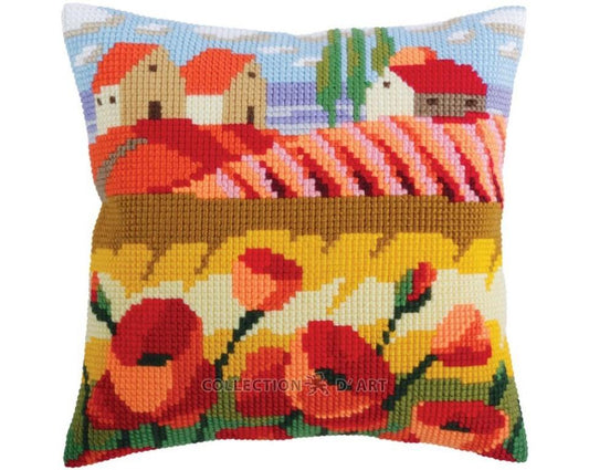 Pillow "Poppy field" II - embroidery set /Collection d' Art/ 40x40 cm