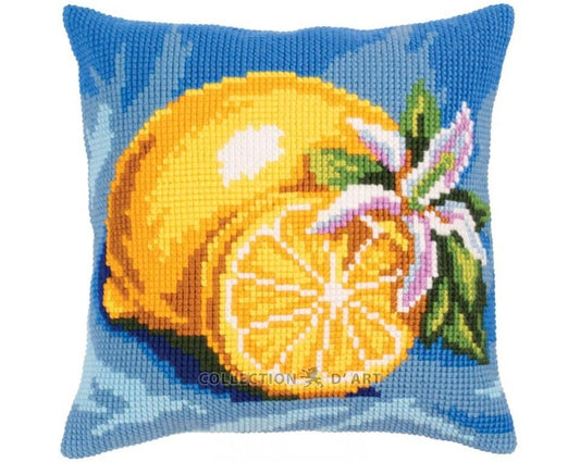 Pillow "Ripe lemon" - embroidery kit /Collection d' Art/ 40x40 cm