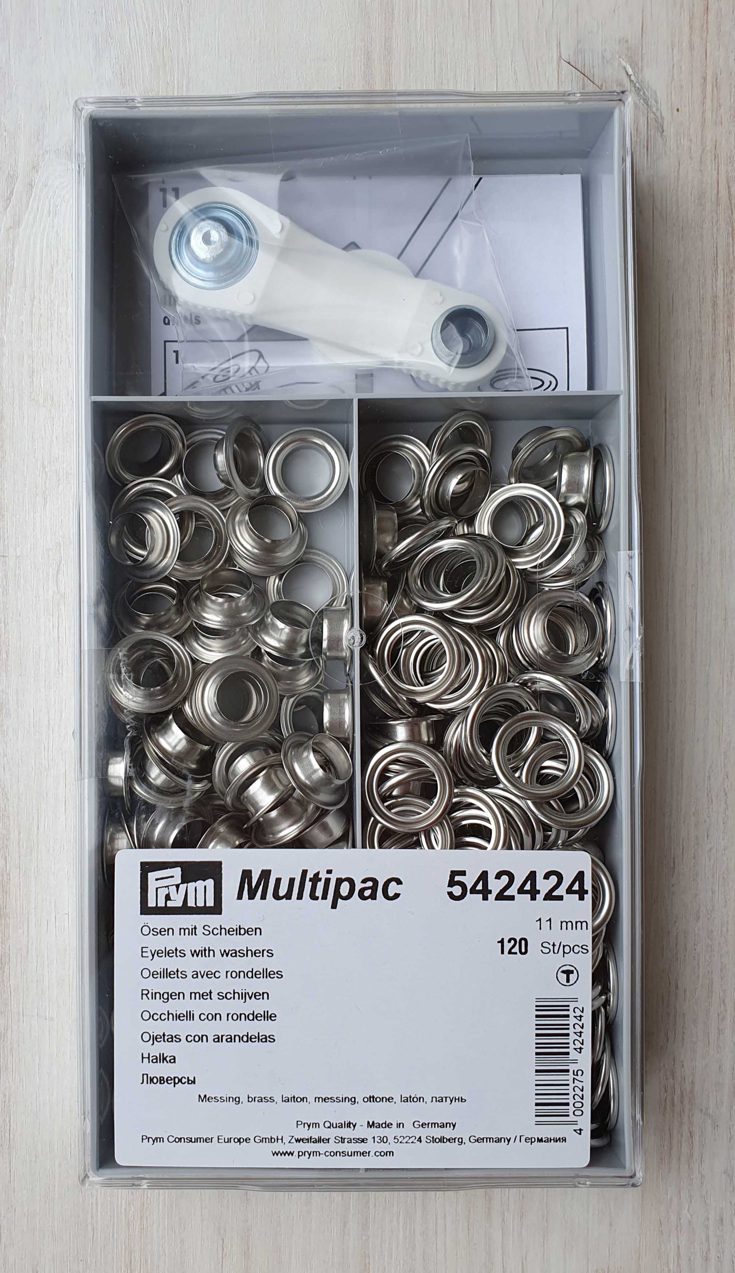 Gredzeni ar aizmugurējo plāksnīti un instrumentu 120 gab 11mm /sudraba krāsā