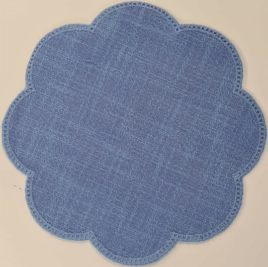Canvas blank for crocheted napkin - 20 x 20 cm Flower "Blue" /Zweigart/