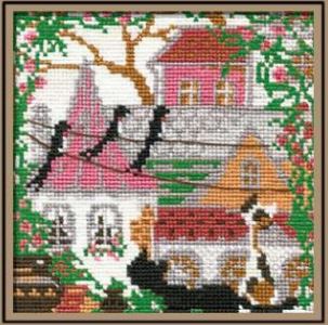 City and cats "Summer" - embroidery kit /RIOLIS/ 13 x 13 cm