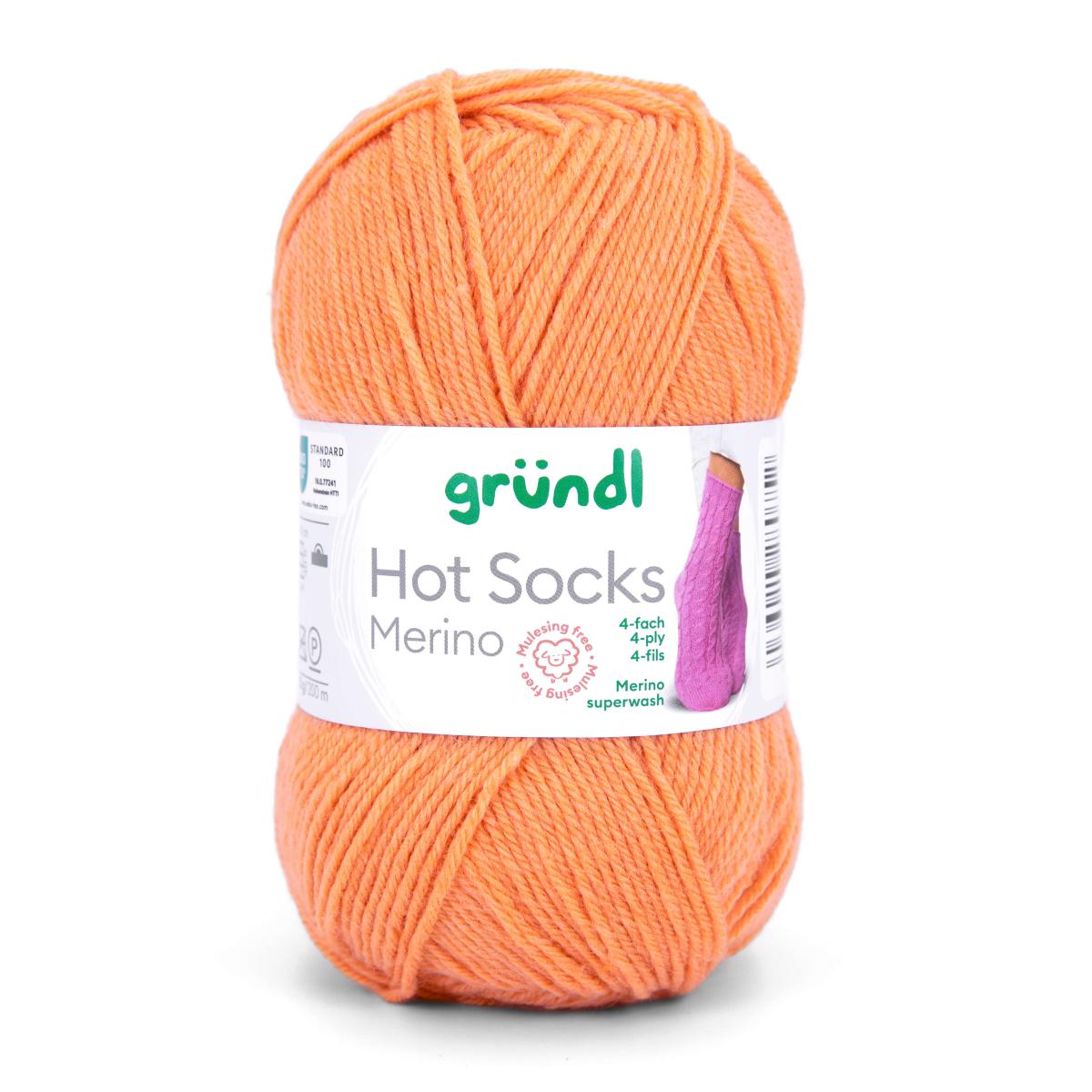 Hot Socks Merino /Gründl/ 4-diegu zeķu dzija 50g #09 "Oranža"