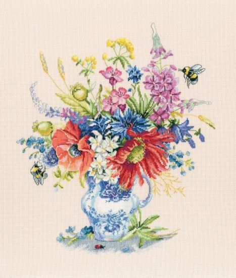 Summer bouquet - embroidery kit /RTO/ 34.5 x 37.5 cm
