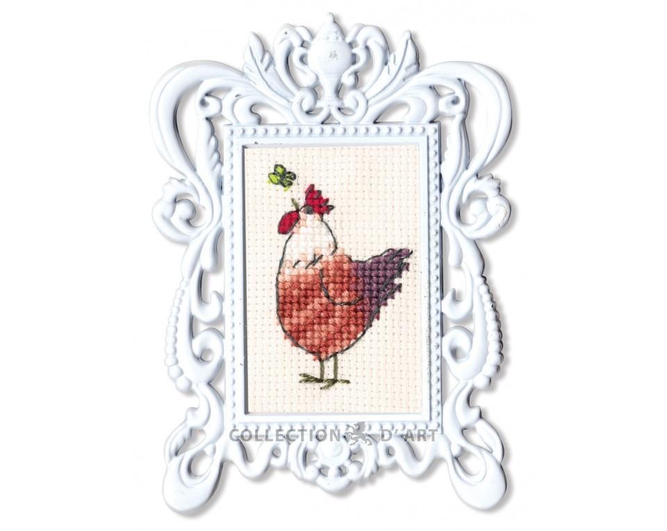 Rooster with butterfly - embroidery kit /RTO/ 3 x 5 cm