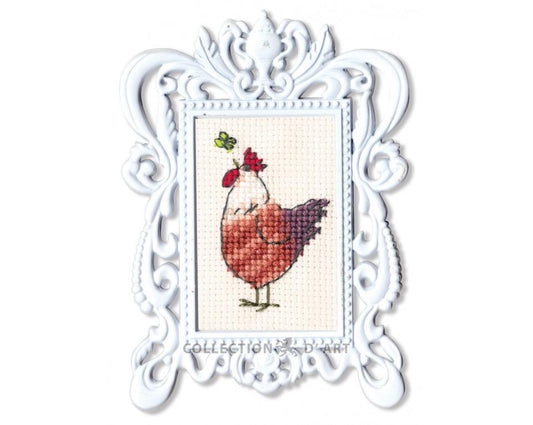 Rooster with butterfly - embroidery kit /RTO/ 3 x 5 cm